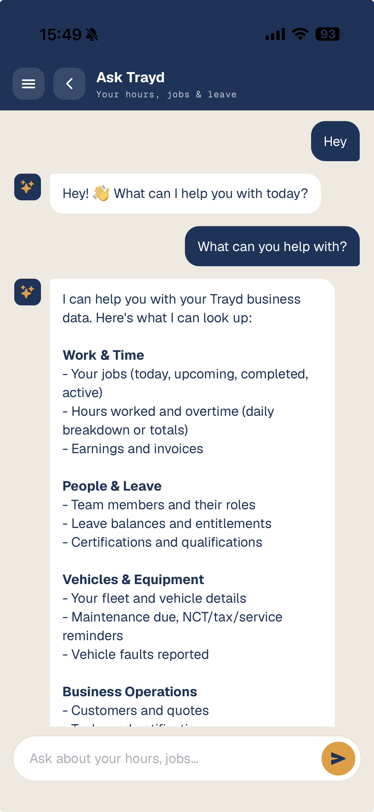 Ask Trayd in the employee app